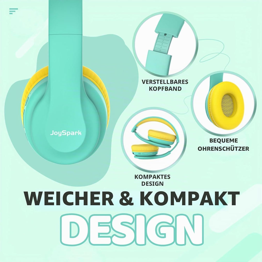 Bluetooth Kinder Kopfhörer, Kinderkopfhörer Over-Ear mit 85/94dB Lautstärkebegrenzung, 60 Stunden Sp