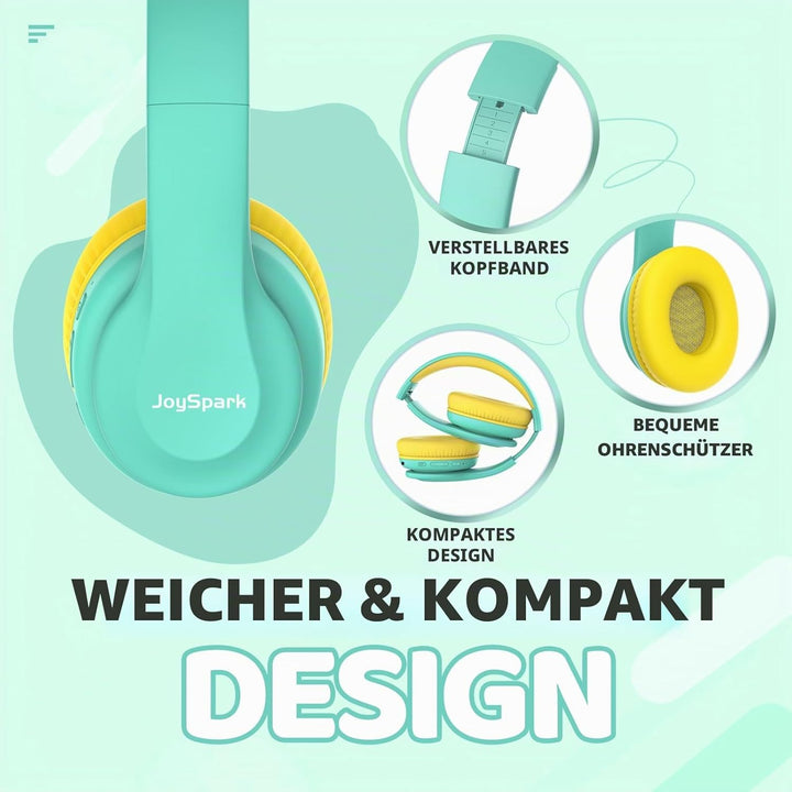 Bluetooth Kinder Kopfhörer, Kinderkopfhörer Over-Ear mit 85/94dB Lautstärkebegrenzung, 60 Stunden Sp