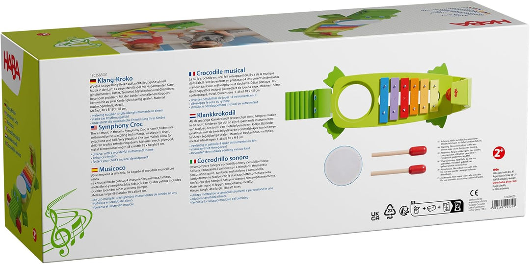 HABA 302566 - Klapper-Krokodil mit 4 spannenden Klanginstrumenten