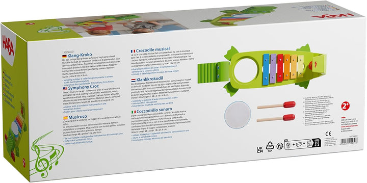 HABA 302566 - Klapper-Krokodil mit 4 spannenden Klanginstrumenten