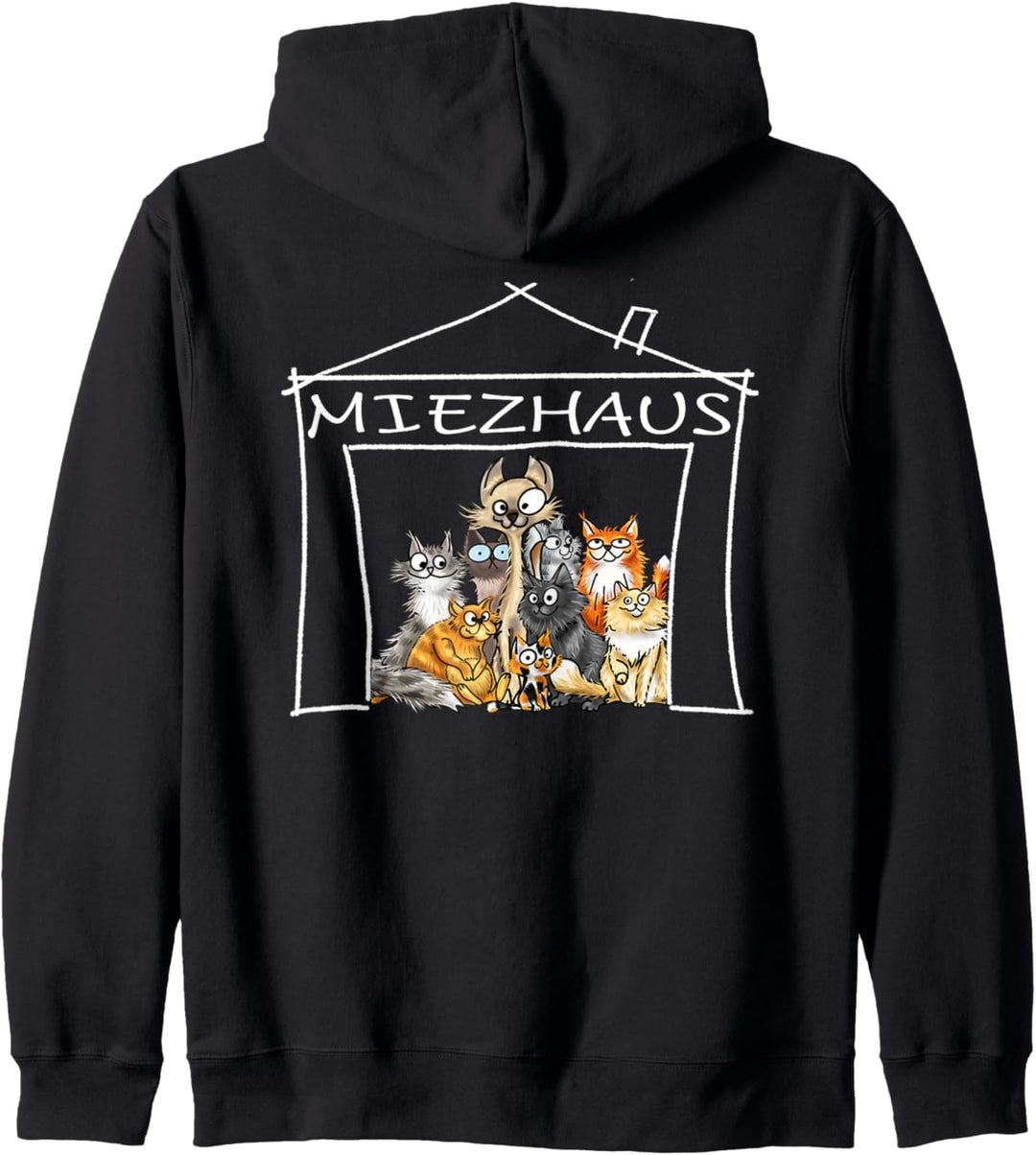 lustiges Katzen Design Wortspiel MIEZHAUS Katzenhaufen Kapuzenjacke
