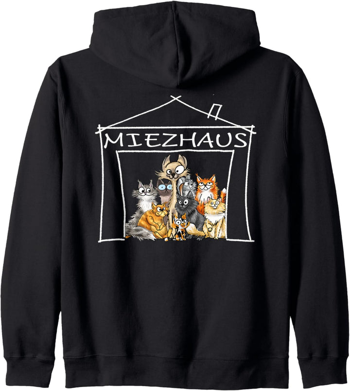 lustiges Katzen Design Wortspiel MIEZHAUS Katzenhaufen Kapuzenjacke