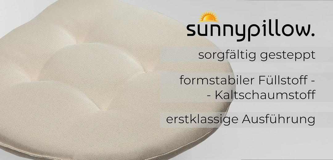sunnypillow 4er Set Stuhlkissen 40x40 cm - Sitzkissen Stuhl 5cm dick - Sitzpolster für Stühle, Bänke