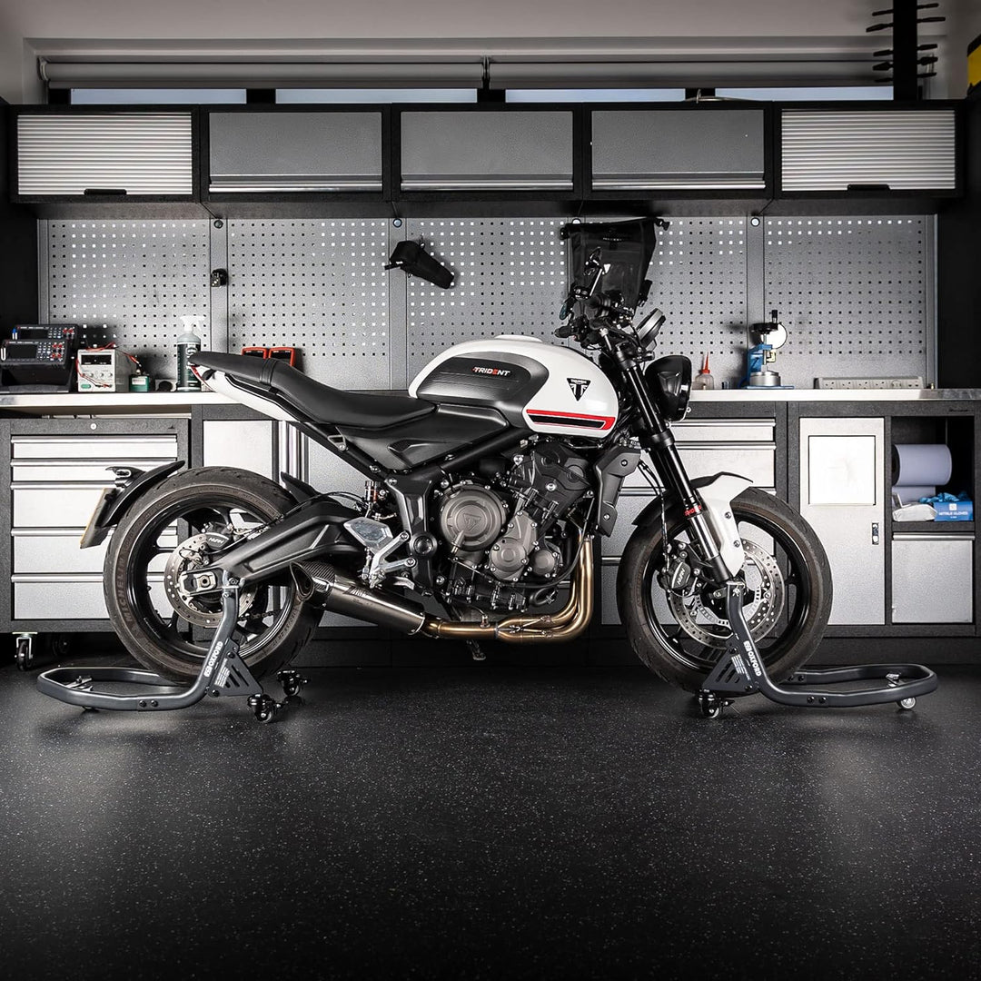 Oxford ZERO-G – Hintere Paddock Ständer Motorrad Werkstatt Ausrüstung mit Rollen