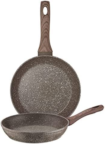 Pintinox Set mit 2 Pfannen aus Aluminium, antihaftbeschichtet, Serie Naturstein, Steinoptik, indukti