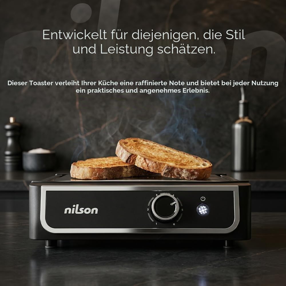 NTS1000FL4 Flach-Toaster, horizontal, 1000 W, 6 Toaststufen, manuelle Steuerung, digitaler Timer, Rö