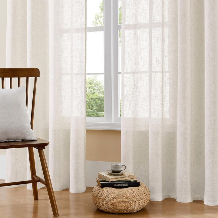 Joydeco Lichtfilternde Vorhänge, 183 cm Länge, für Schlafzimmer, Leinen-Vorhänge, 183 cm Länge, 2 Pa