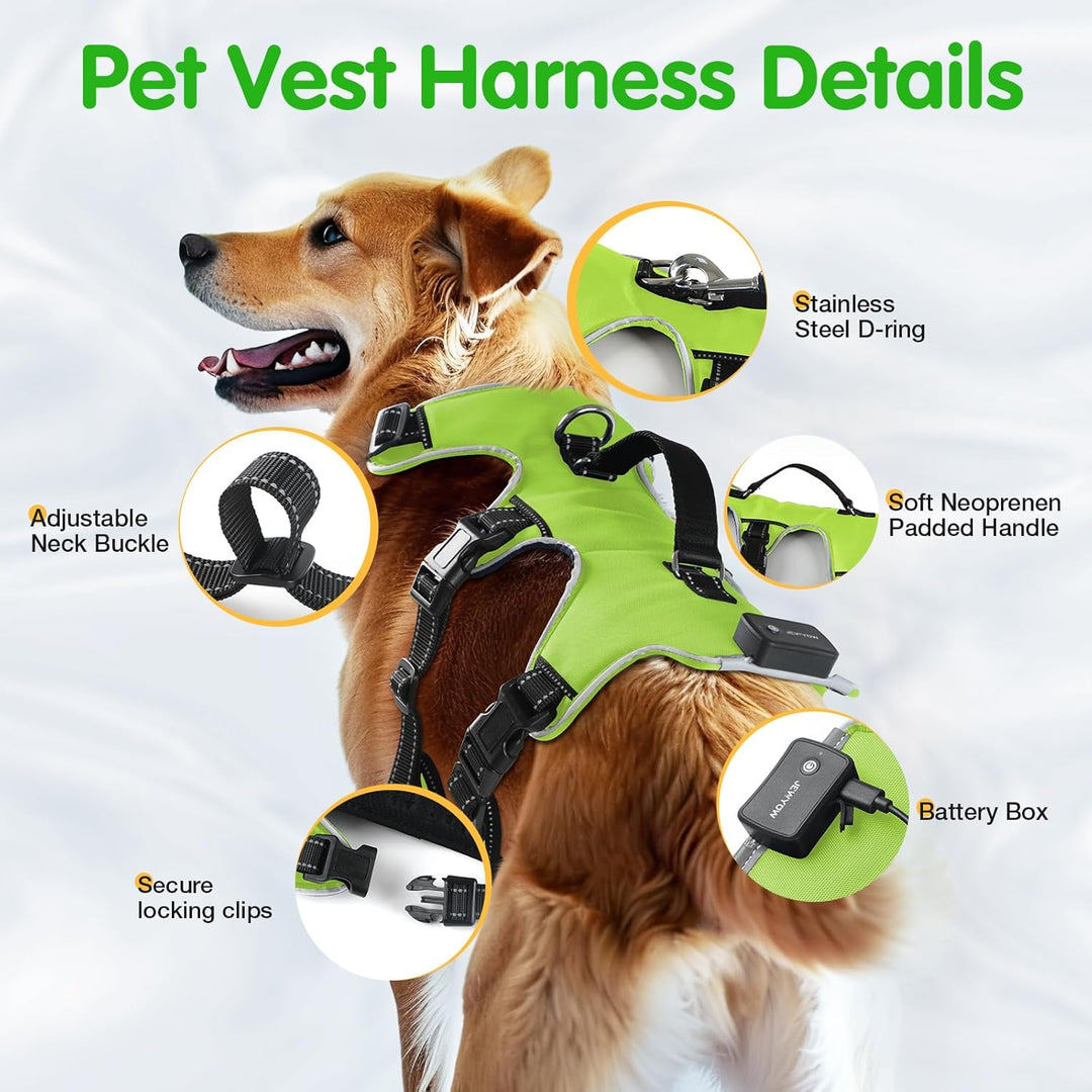 Jewyow Hundegeschirr Leuchtend, Wiederaufladbare LED Hundegeschirr, Led Geschirr für Hunde mit Weich