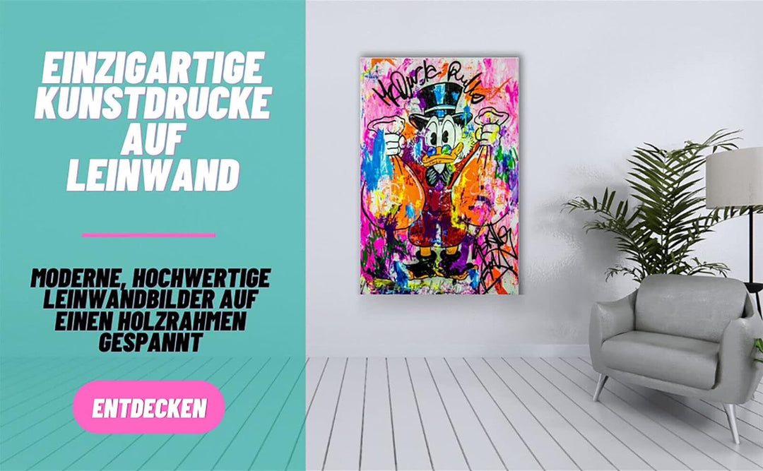 Magic Canvas Art - Bilder Micky Maus Figuren Pop Art Leinwandbild 1- teilig Hochwertiger Kunstdruck