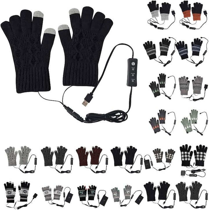 Ybing Beheizbare Handschuhe Damen USB Beheizte Handschuhe Waschbares Heizung Stricken Handschuhe Win
