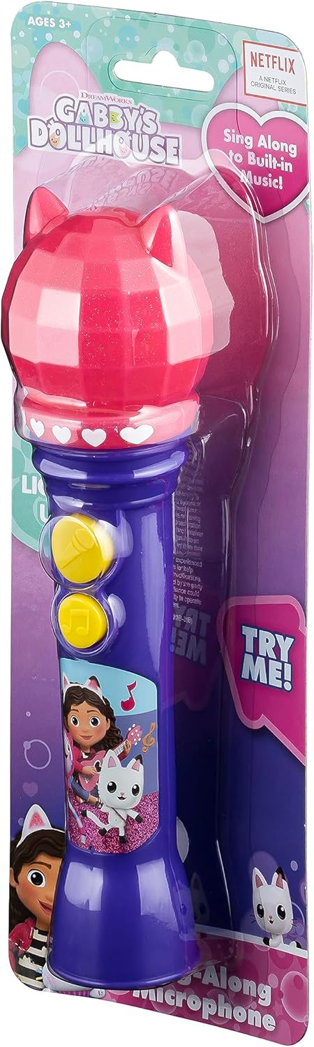 ekids KIDdesigns Gabby's Dollhouse Sing Along Microphone for Kids | Real Working Microphone| Built i