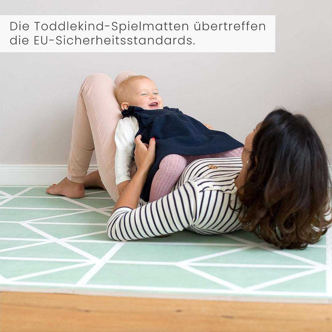 Krabbelmatte von Toddlekind |Spielmatte in Premium Qualität Extra Dicke, Abwischbare Puzzlematte Grü