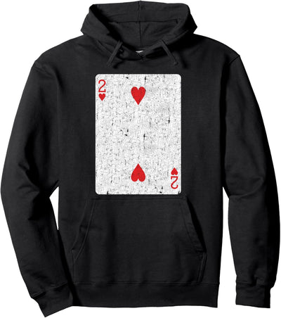 Two of Hearts Card - Poker, Bridge Player, Costume Pullover Hoodie