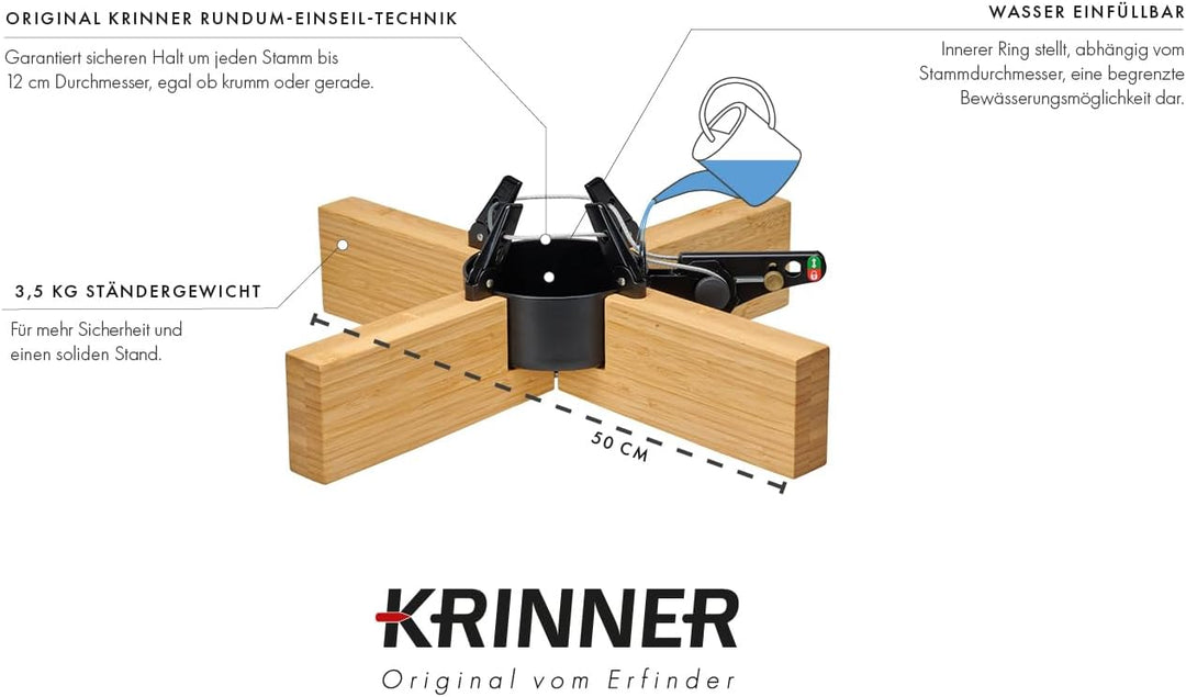 Krinner Design Christbaumständer Kopenhagen Bambus Holz für Baumhöhe bis 2,5m Moderne Weihnachtsbaum
