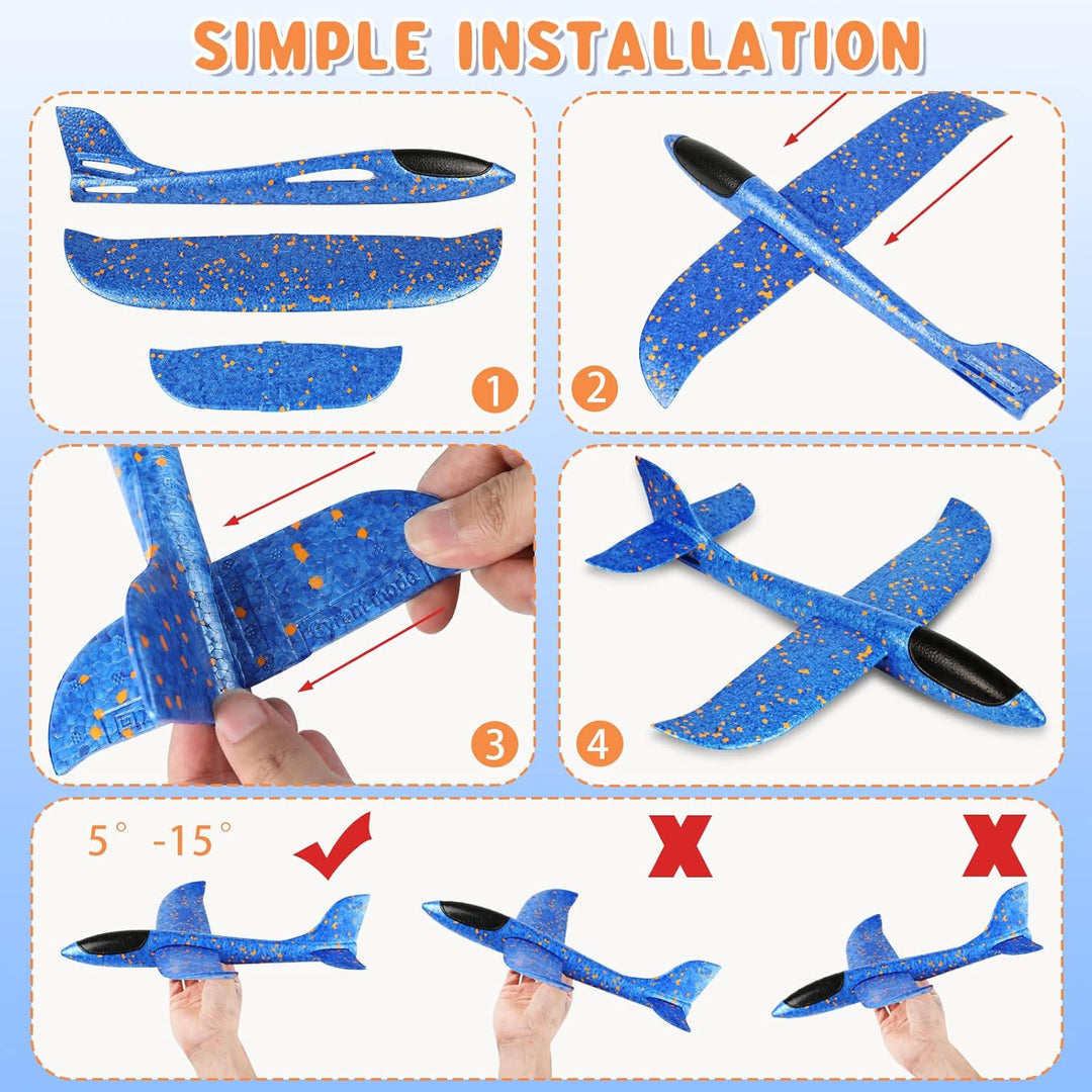 VCOSTORE Styroporflieger Wurfgleiter Kinder - 4 Stück Flugzeug Spielzeug Styropor Segelflieger Gross