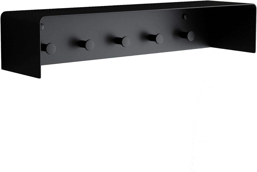 Mai & Mai Garderobe Handtuchhaken mit Ablage Schwarz matt 50x10x10 cm aus hochwertigem Edelstahl Sch
