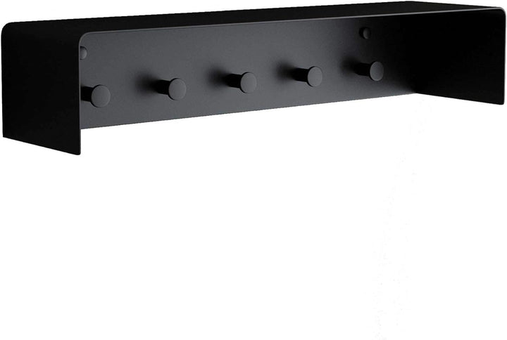 Mai & Mai Garderobe Handtuchhaken mit Ablage Schwarz matt 50x10x10 cm aus hochwertigem Edelstahl Sch
