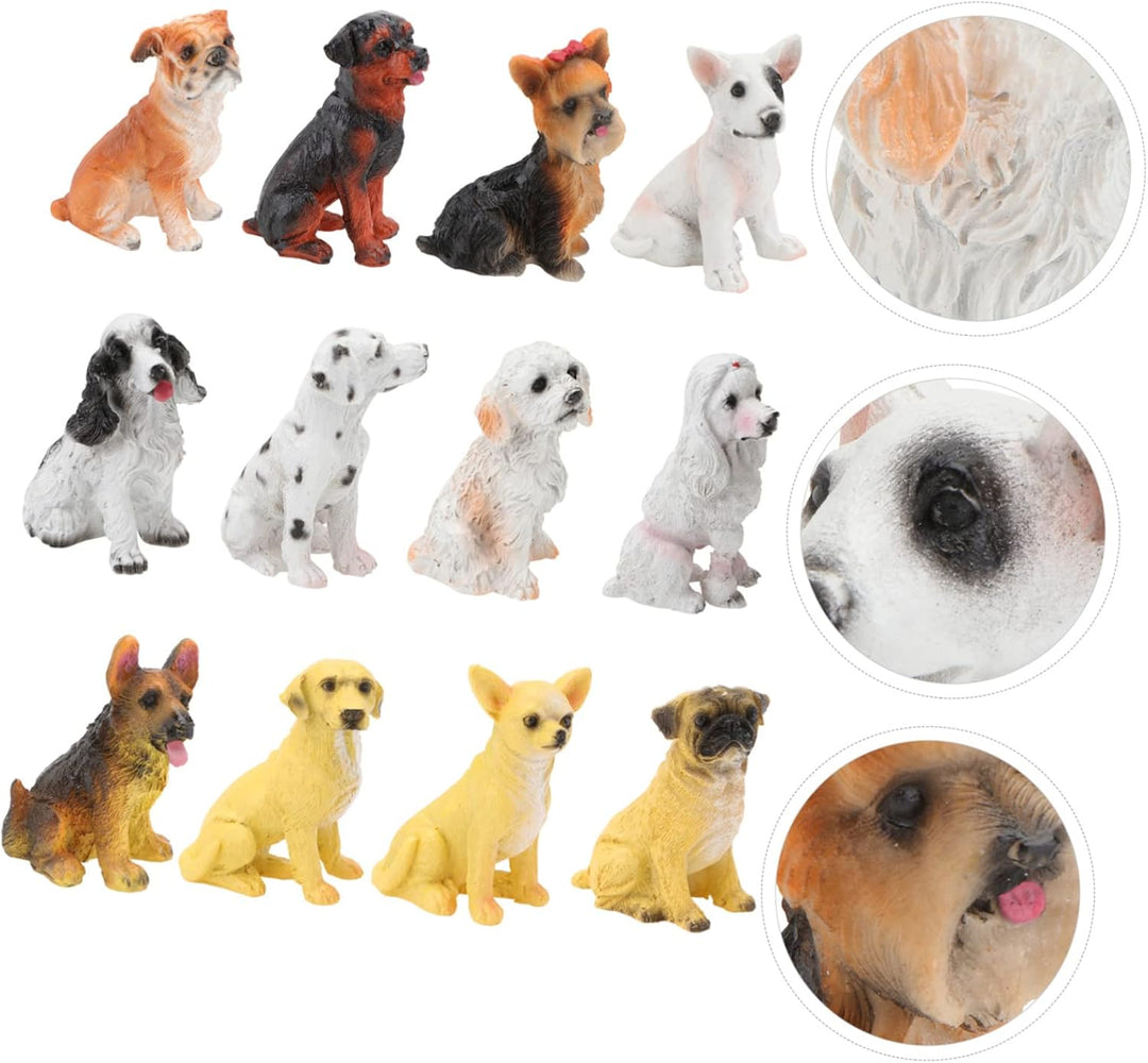 Cabilock Tier-Ornament 12st Welpen-Ornament-Harz Harz Hundefiguren Mini Harz Welpenpuppe Auto Dekor