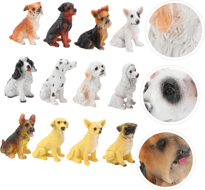 Cabilock Tier-Ornament 12st Welpen-Ornament-Harz Harz Hundefiguren Mini Harz Welpenpuppe Auto Dekor