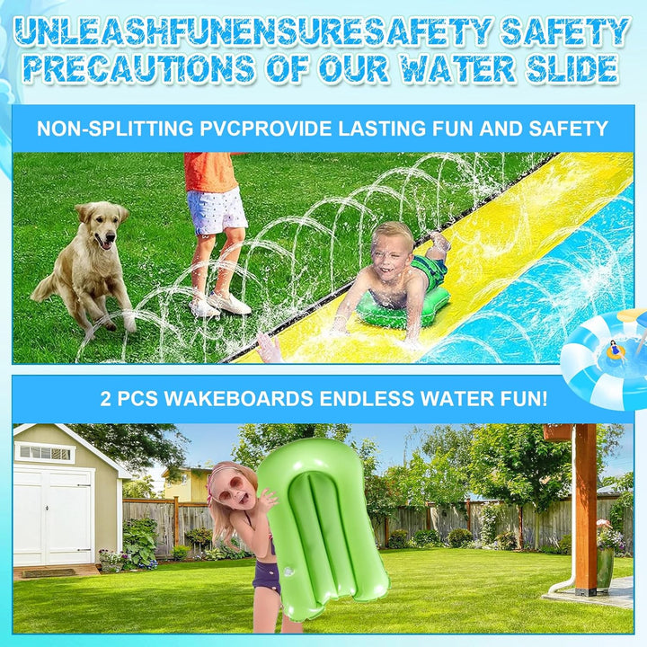 15.8 ft/480 cm Double Water Slide,Wasserrutsche Garten für Kinder,Lawn Water Slide with Sprinkler an