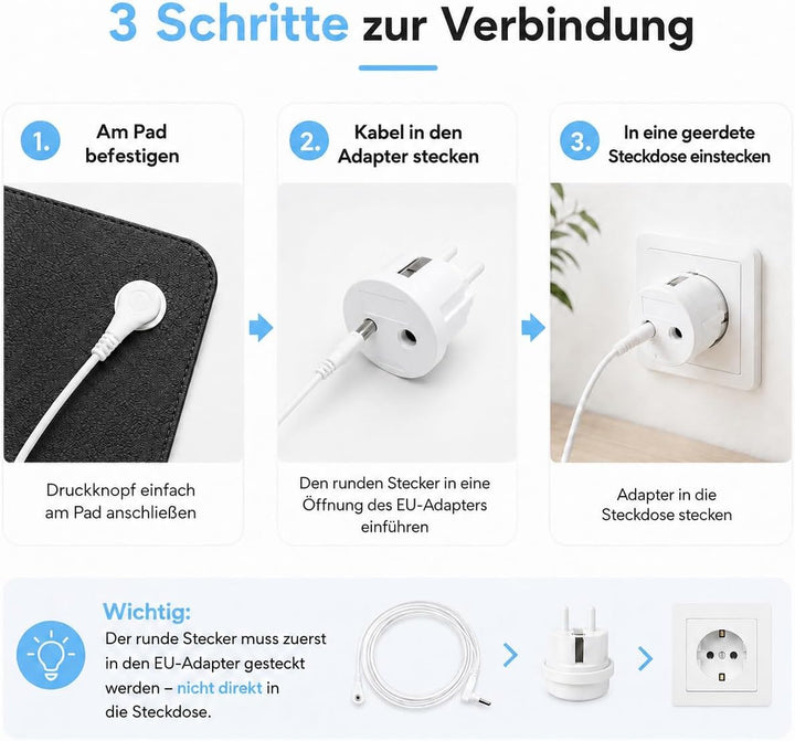 Erdungsmatte für Besseren Schlaf Leitfähige Erdungsmatte Mit 15ft Erdungskabel Universal Pad 46x72cm