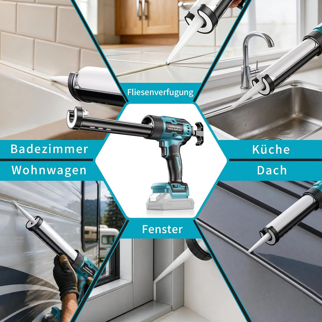 Akku Kartuschenpresse für Makita 18V Akkus- 300ml, Elektrische Kartuschenpresse mit LED-Licht und 6