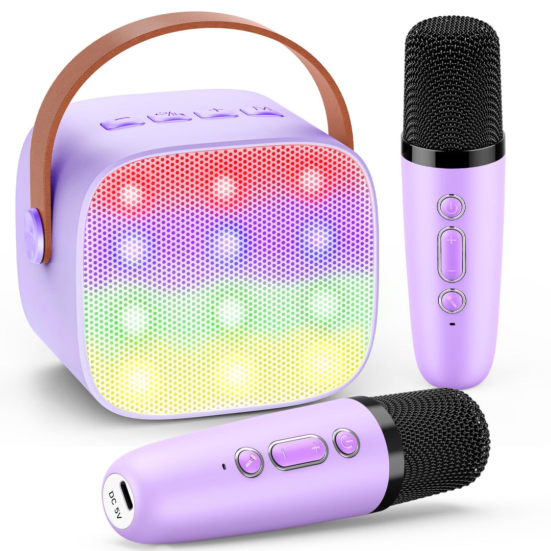 Dislocati Tragbarer Karaoke Set mit DSP & LED-Lichtern, Geschenk Spielzeug für Kinder und Erwachsene