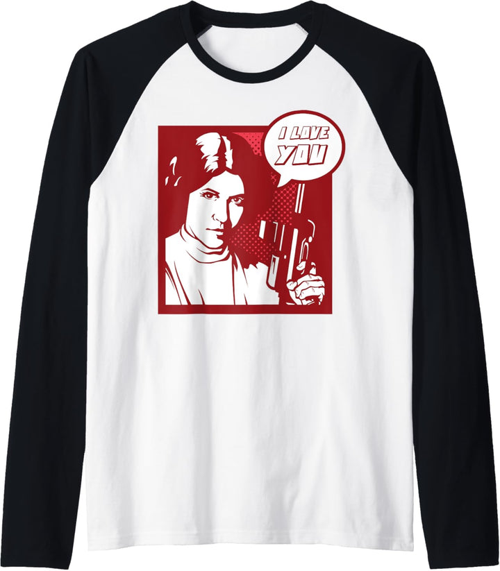 Star Wars Princess Leia I LOVE YOU Comic Pop Art Raglan