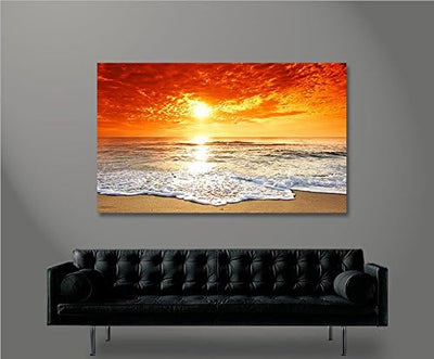 islandburner Bild Bilder auf Leinwand Sonnenuntergang am Meer 1p XXL Poster Leinwandbild Wandbild De