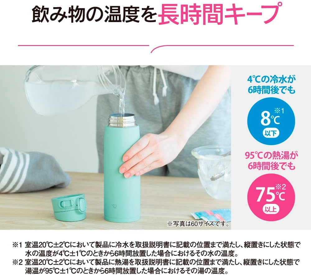 Zojirushi SM-VA72-AM Wasserflasche One-Touch Edelstahlbecher Nahtlos 25 fl oz (720 ml) Mintblau 24-O
