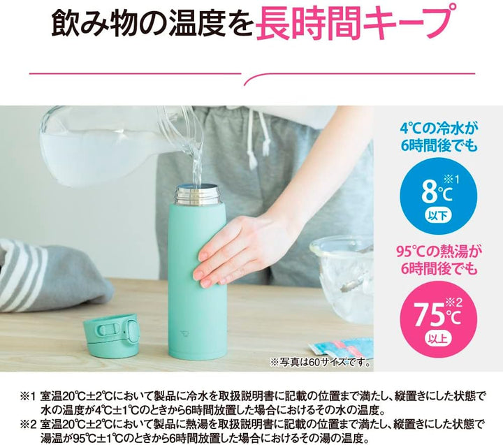 Zojirushi SM-VA72-AM Wasserflasche One-Touch Edelstahlbecher Nahtlos 25 fl oz (720 ml) Mintblau 24-O