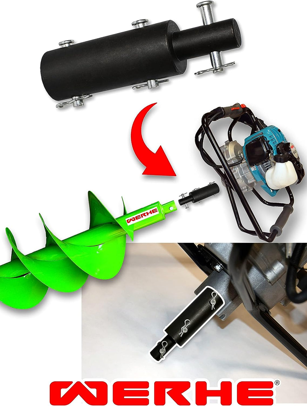 WERHE Profi Bohrer für Erdbohrer 60 mm Florbohrer Brunnenbohrer robuste Bohrspitze passend für Makit