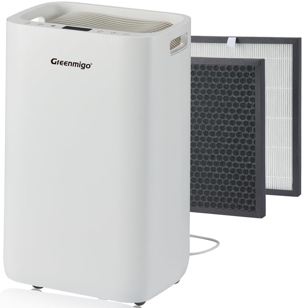 Greenmigo Luftentfeuchter 20L in 24h,Raumentfeuchter Entfeuchter mit HEPA & Aktivkohle 2in1 Vorfilte