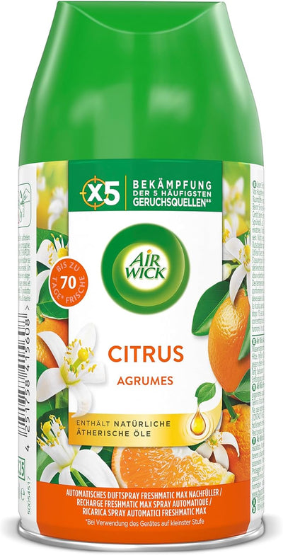 Air Wick Freshmatic Max Raumspray – Nachfüller für den Air Wick Freshmatic Max – Duft: Citrus – 6 x