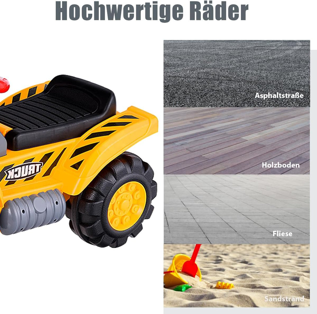 SOARS Sitzbagger, Aufsitzbagger mit Stauraum unter dem Sitz, Kinderbagger mit Horn & Soundeffekten,