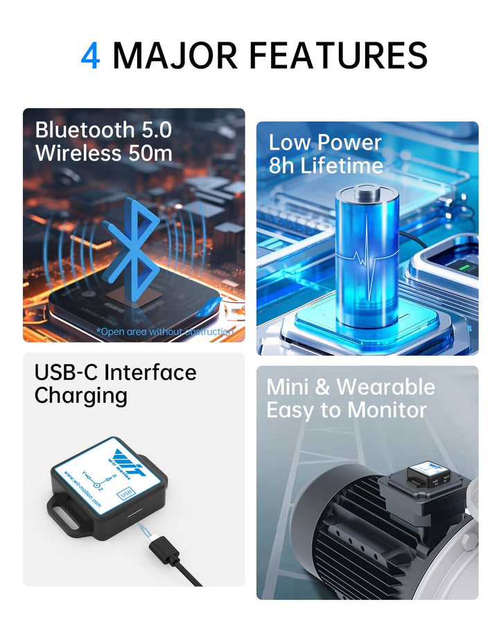 [Ble Trillingssensor] WTVB01-BT50 Ble Draadloze MPU6050 Multi-Connect Trillingssensor, 100Hz Uitgang