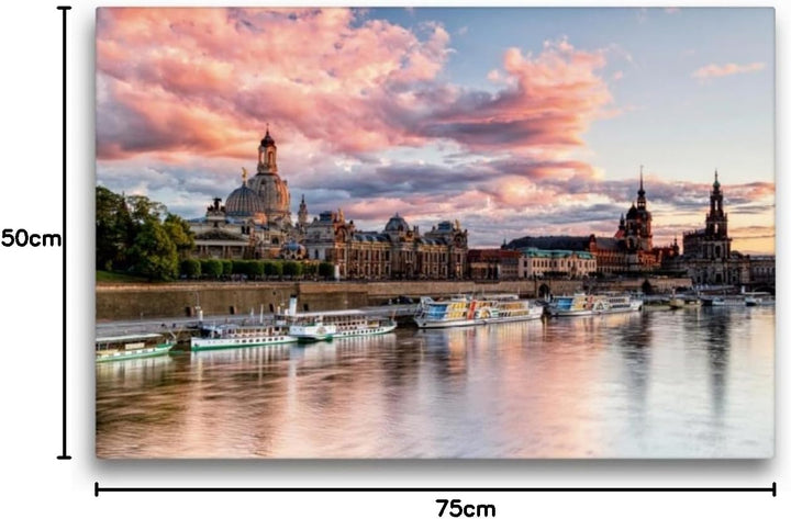 Premium Textil-Leinwand 75 x 50 cm Quer-Format Barockes Dresden | Wandbild, HD-Bild auf Keilrahmen,