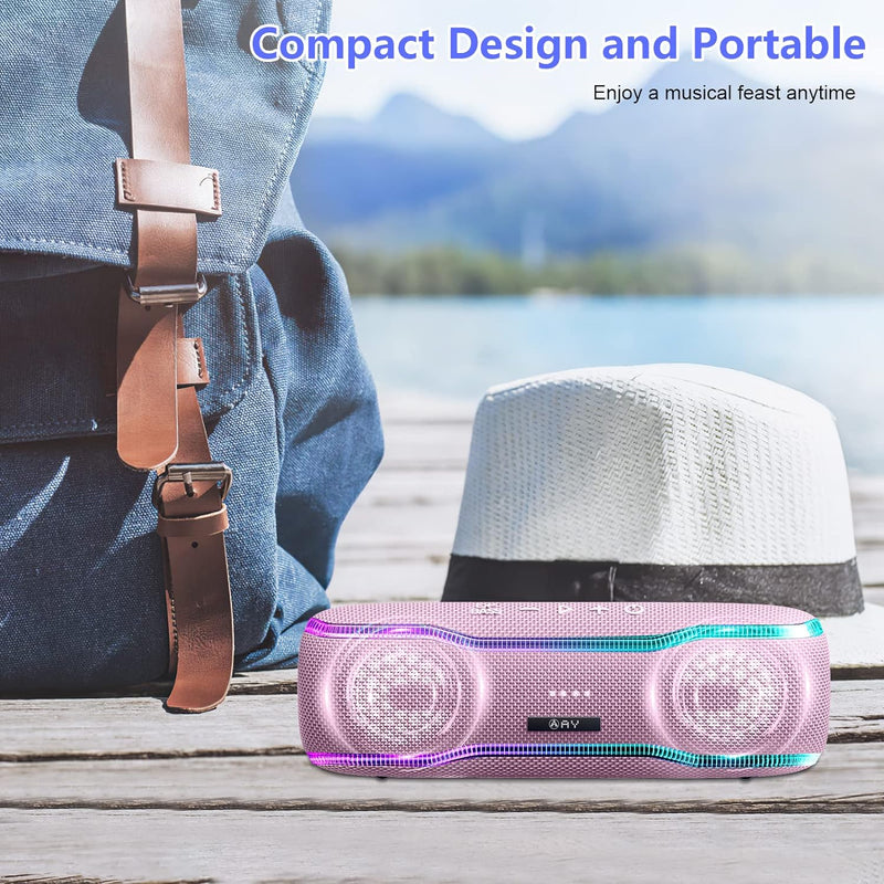 AY Bluetooth Lautsprecher Musikbox Tragbarer IPX7 Wasserdicht Bluetooth Box mit Bunten Licht und Sat