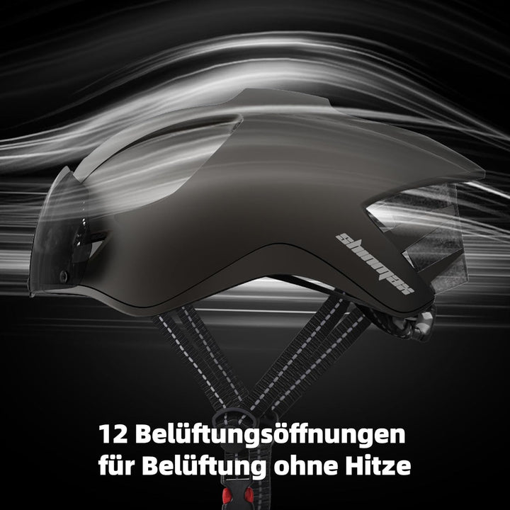 Shinmax Fahrradhelm Herren Damen mit Licht USB-Aufladung Fahrradhelm mit Visier Magnetische Abnehmba