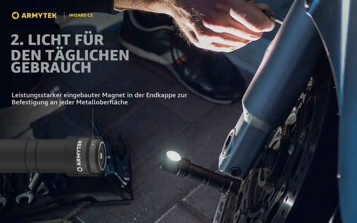 Armytek Neu Stirnlampe Wizard C2 v4 Warmweiss 1120 Lumen LED Taschenlampe Magnet USB Aufladbarer