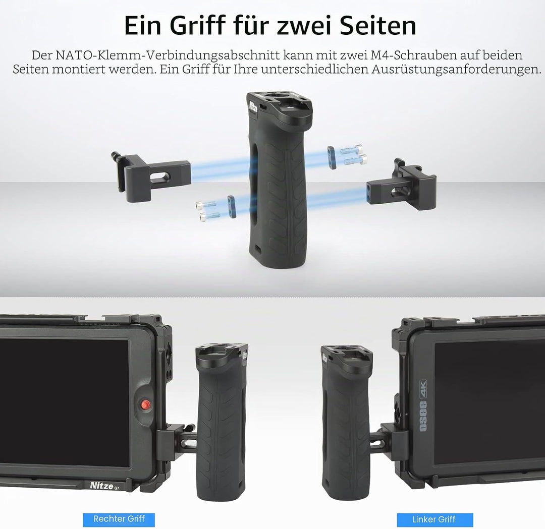 Nitze Side Handle NATO Clamp, Seitengriff mit NATO-Klemme für Linke Oder Rechte Hand, Mini Side Grip