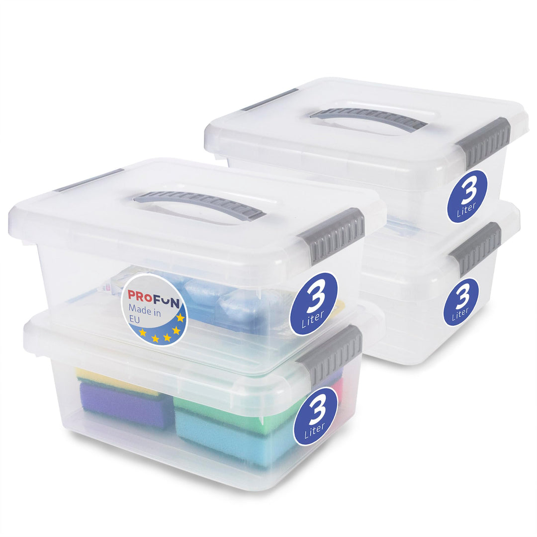 PROFUN Aufbewahrungsbox mit Deckel 3 L – Gross Plastikbox mit Deckel – Stapelboxen – Kisten & Boxen