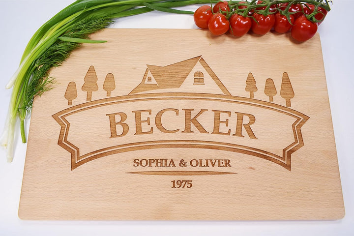 Personalisiertes Schneidebrett - Einweihung | Handgefertigt Frühstücksbrettchen für Käse, Brot | Ges