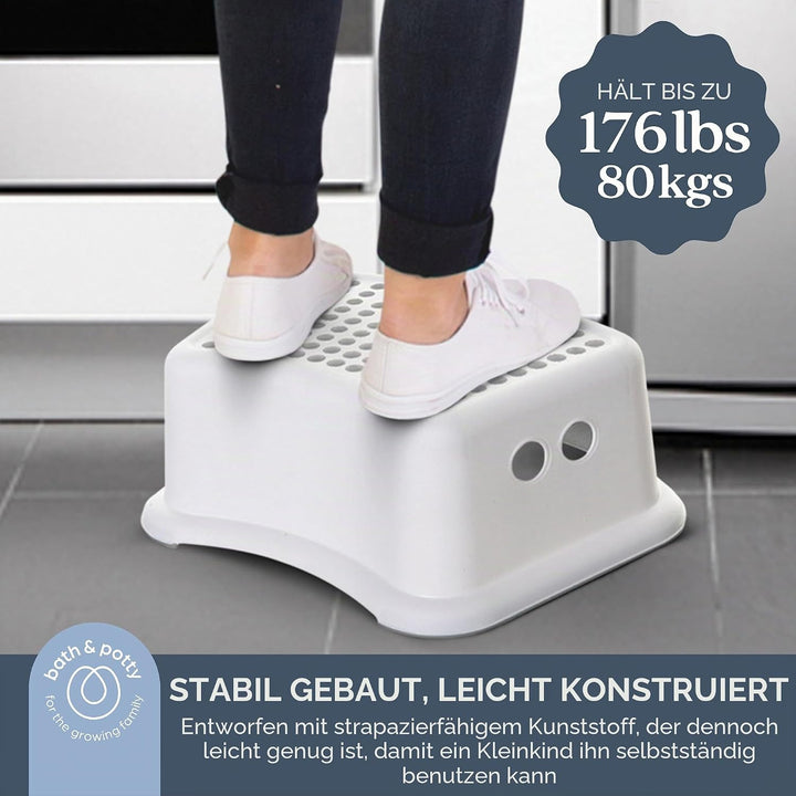 Dreambaby F673 Kinder-Tritthocker Tritt-Schemel Kinderschemel Anti-Rutsch, weiss/grau Grau 1 Stück (