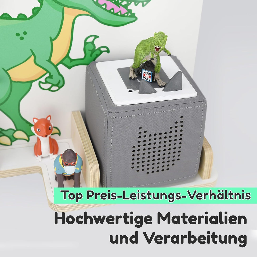 stadtecken Holzregal für Musikbox I Passend für die Toniebox und ca. 35 Tonies I Perfekte Aufbewahru