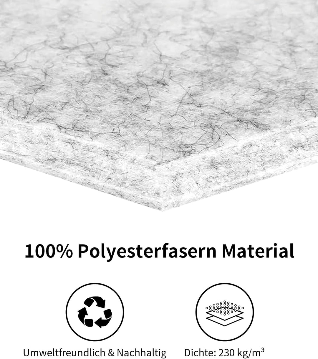 24 Stück 2,16㎡ Akustikplatten Selbstklebend 30x30x0.9cm Schwarz | Akustikpaneele mit hoher Dichte 23