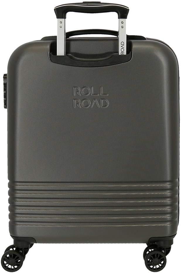 Roll Road India Kabinenkoffer Grau 40x55x20 cms Hartschalen ABS Kombinationsschloss 37L 2,5Kgs 4 Dop