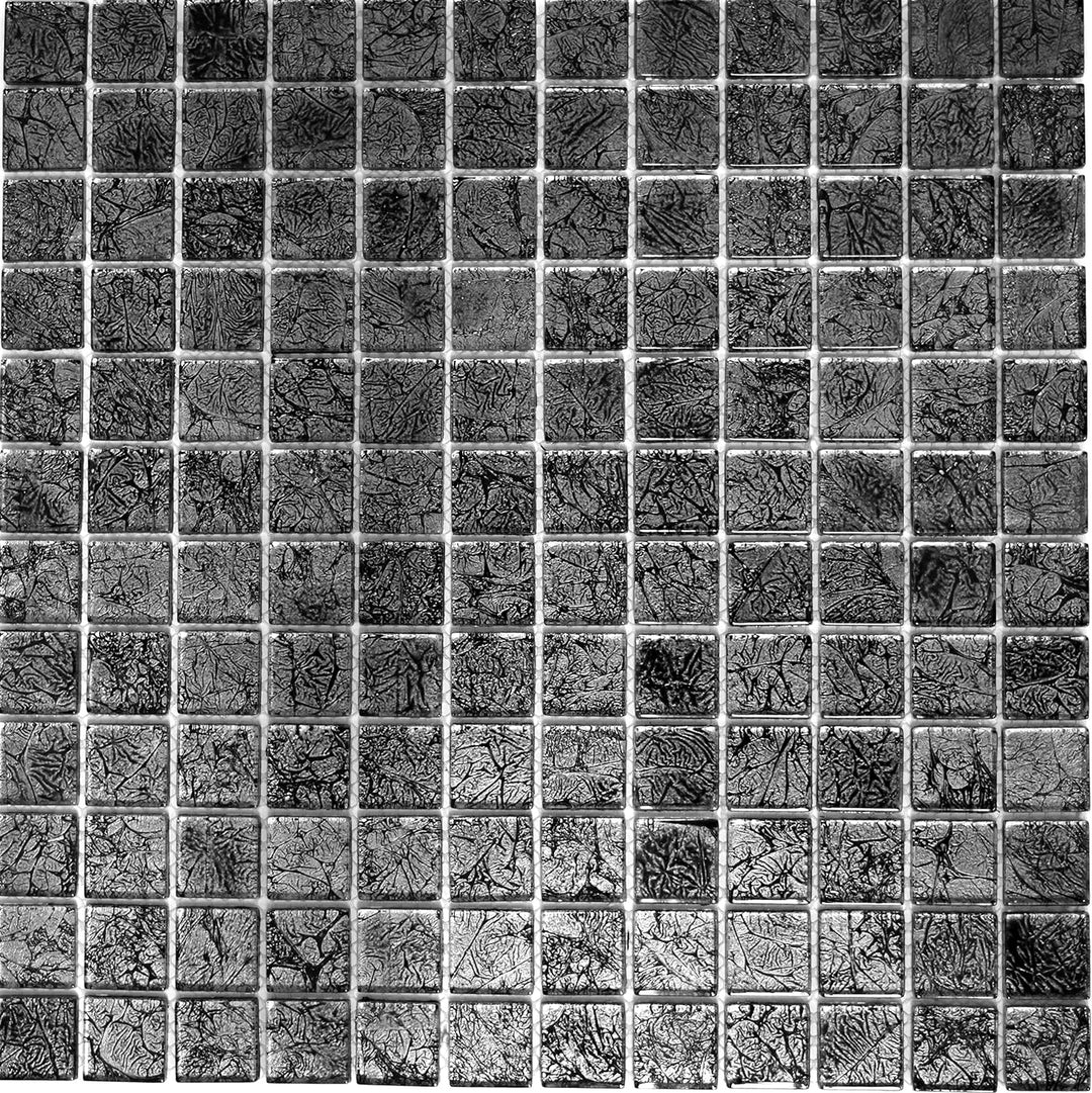 Mosaik Fliese Transluzent Glasmosaik Crystal schwarz Struktur 10 Mosaikmatten