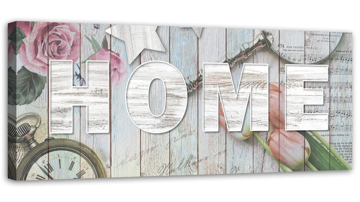 Feeby Vlies Leinwandbild Rustikal Shabby Chic Blumen 150x60 cm Wand Bild Kunstdruck Deko Wohnzimmer