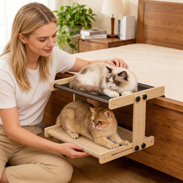 Fensterbett für Katzen - Holz Katzenmöbel Hängematte Indoor | Fensterbank-Bett mit Hängefunktion,Für